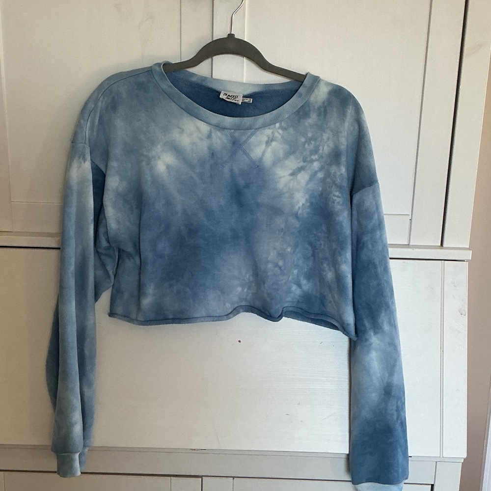 Princess Polly Blue Tie-Dye Cropped Sweatshirt